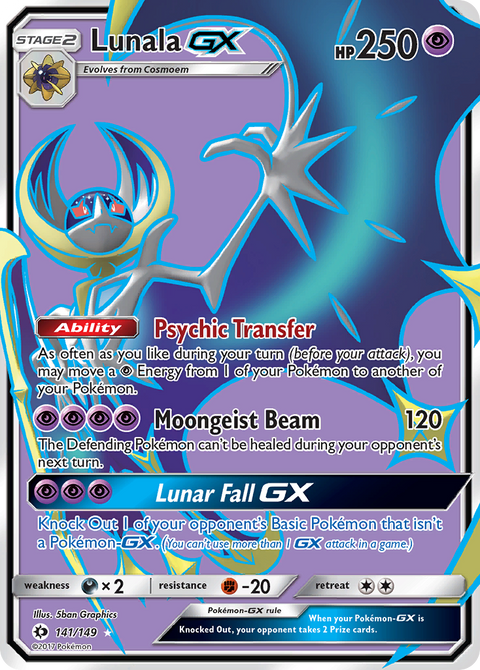 Lunala-GX 141 Sun & Moon Pokémon card
