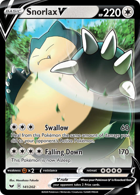 Snorlax V 141 Sword & Shield Pokémon card