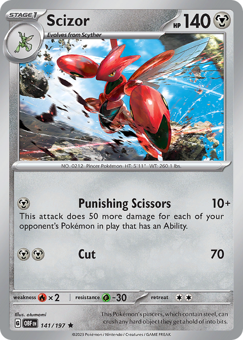 Scizor 141 Obsidian Flames Pokémon card