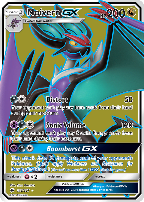 Noivern-GX 141 Burning Shadows Pokémon card