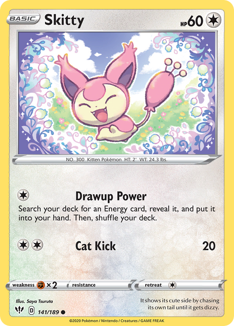 Skitty 141 Darkness Ablaze Pokémon card