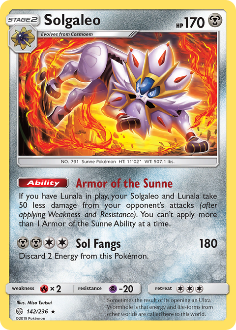 Solgaleo 142 Cosmic Eclipse Pokémon card