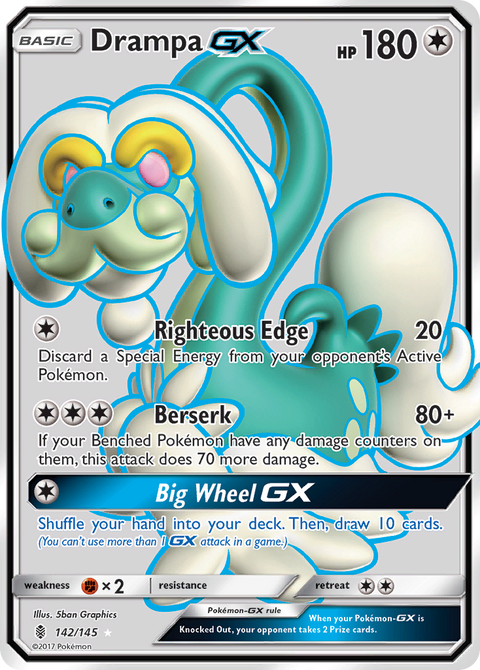 Drampa-GX 142 Guardians Rising Pokémon card