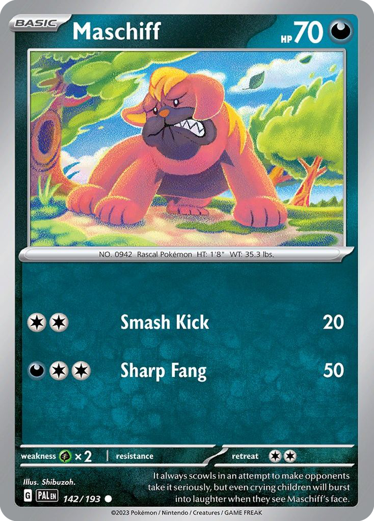 Maschiff 142 Paldea Evolved Pokémon card