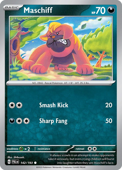 Maschiff 142 Paldea Evolved Pokémon card