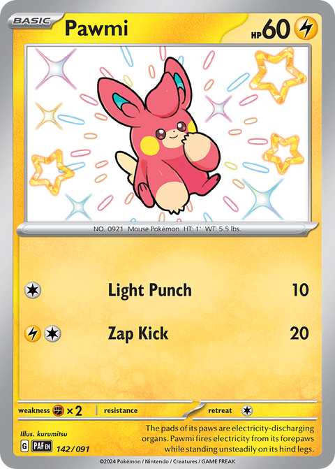 Pawmi 142 Paldean Fates Pokémon card