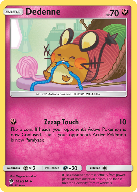 Dedenne 142 Lost Thunder Pokémon card