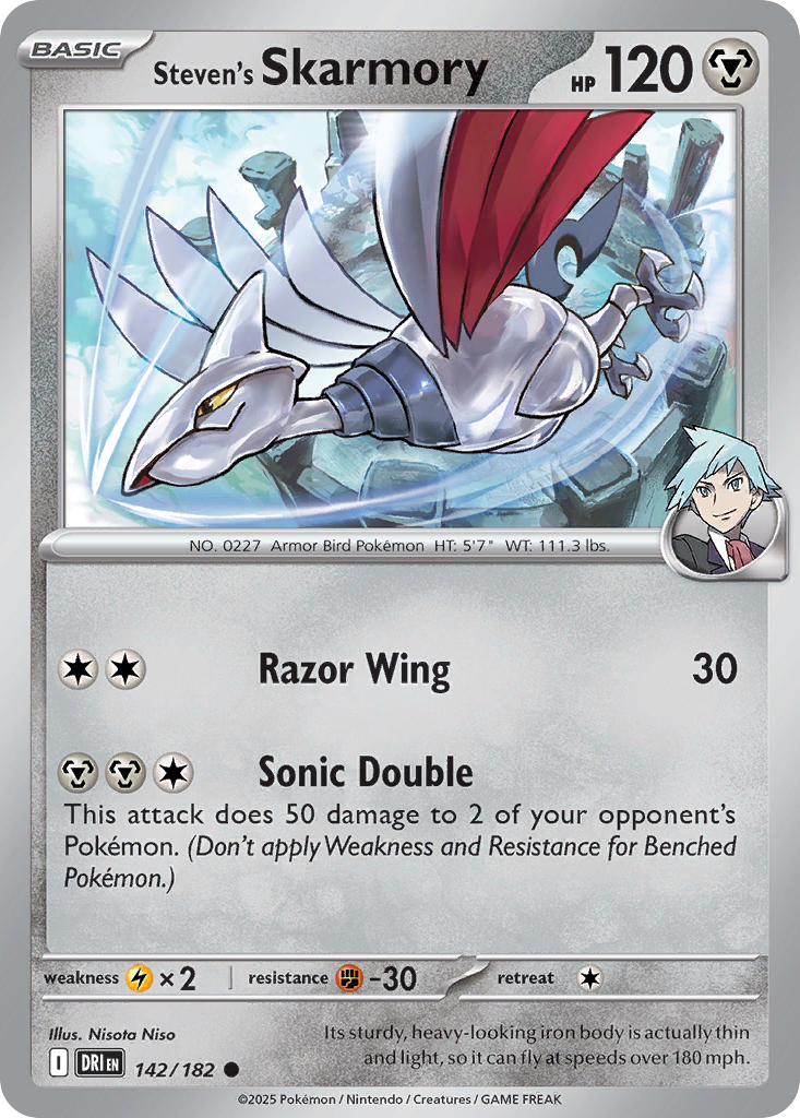 Steven's Skarmory 142 Destined Rivals Pokémon card