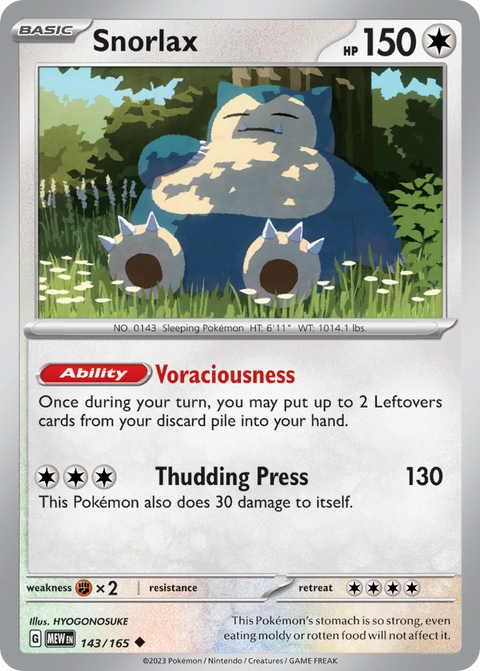 Snorlax 143 151 Pokémon card