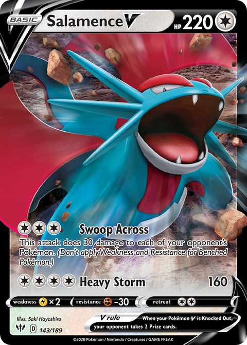 Salamence V 143 Darkness Ablaze Pokémon card