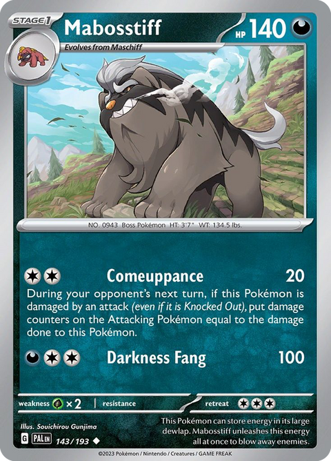 Mabosstiff 143 Paldea Evolved Pokémon card