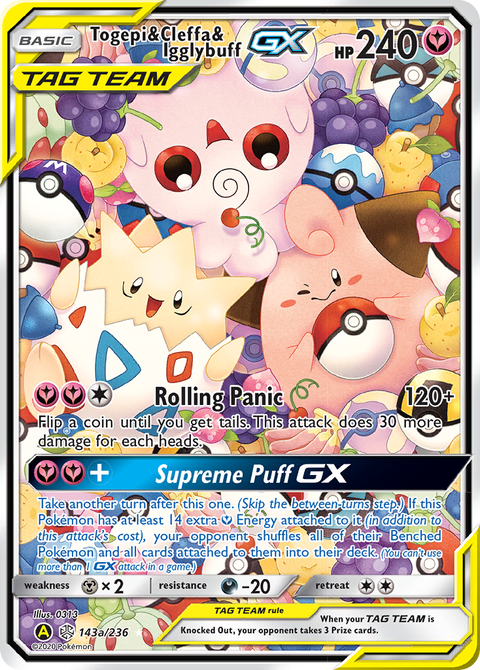 Togepi & Cleffa & Igglybuff-GX 143a Cosmic Eclipse Pokémon card