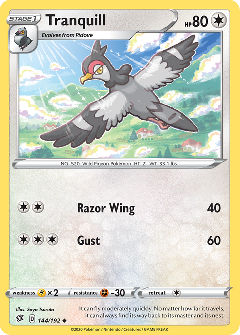 Tranquill 144 Rebel Clash Pokémon card