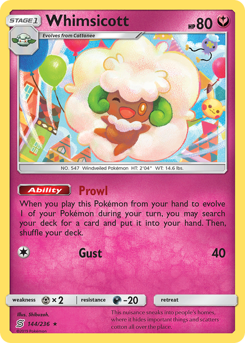 Whimsicott 144 Unified Minds Pokémon card