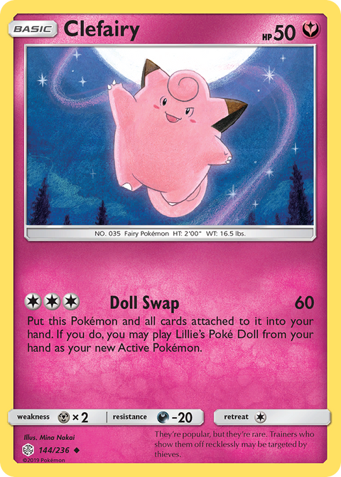 Clefairy 144 Cosmic Eclipse Pokémon card
