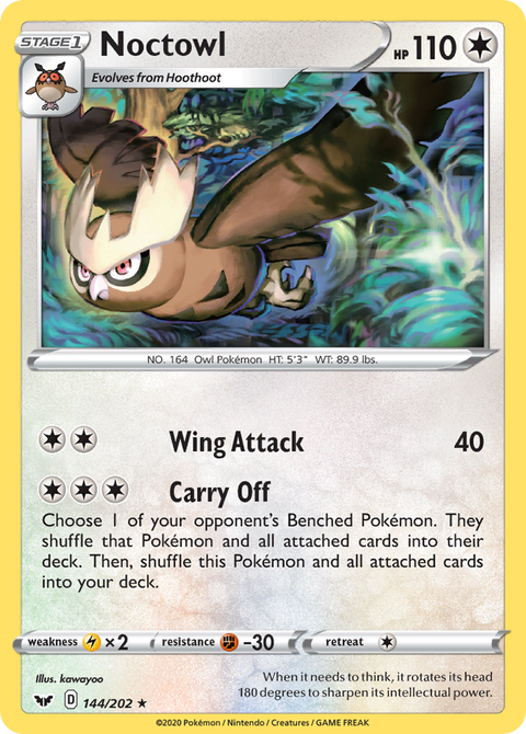 Noctowl 144 Sword & Shield Pokémon card