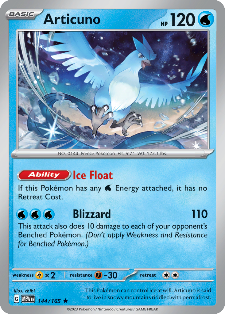 Articuno 144 151 Pokémon card