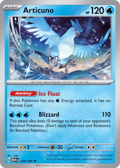 Articuno 144 151 Pokémon card