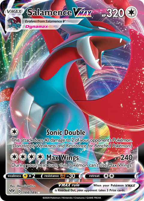 Salamence VMAX 144 Darkness Ablaze Pokémon card