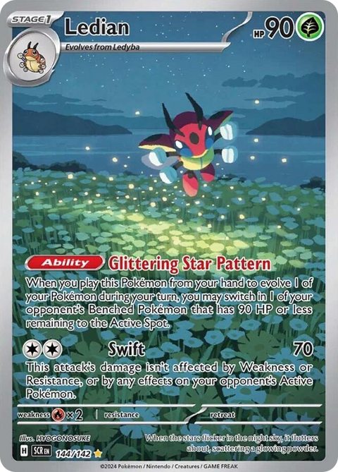 Ledian 144 Stellar Crown Pokémon card