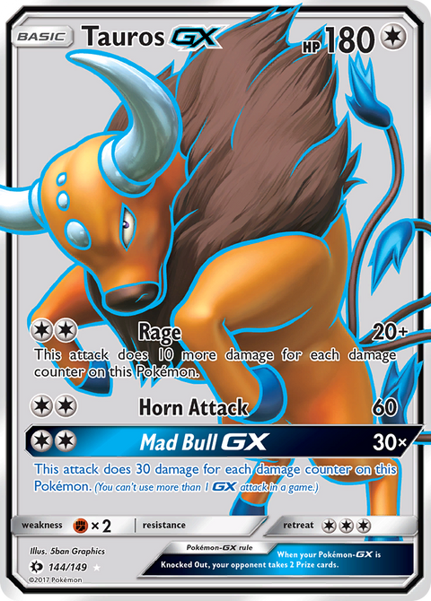 Tauros-GX 144 Sun & Moon Pokémon card