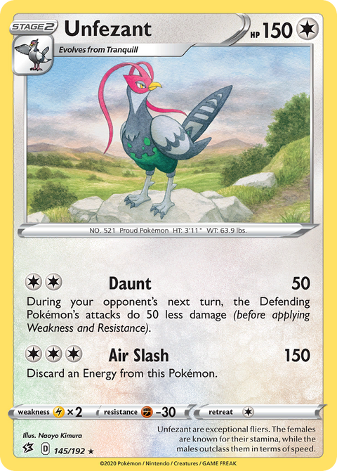 Unfezant 145 Rebel Clash Pokémon card