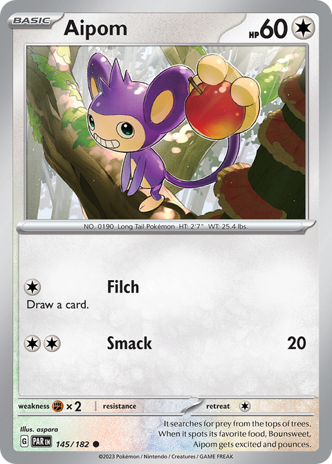 Aipom 145 Paradox Rift Pokémon card