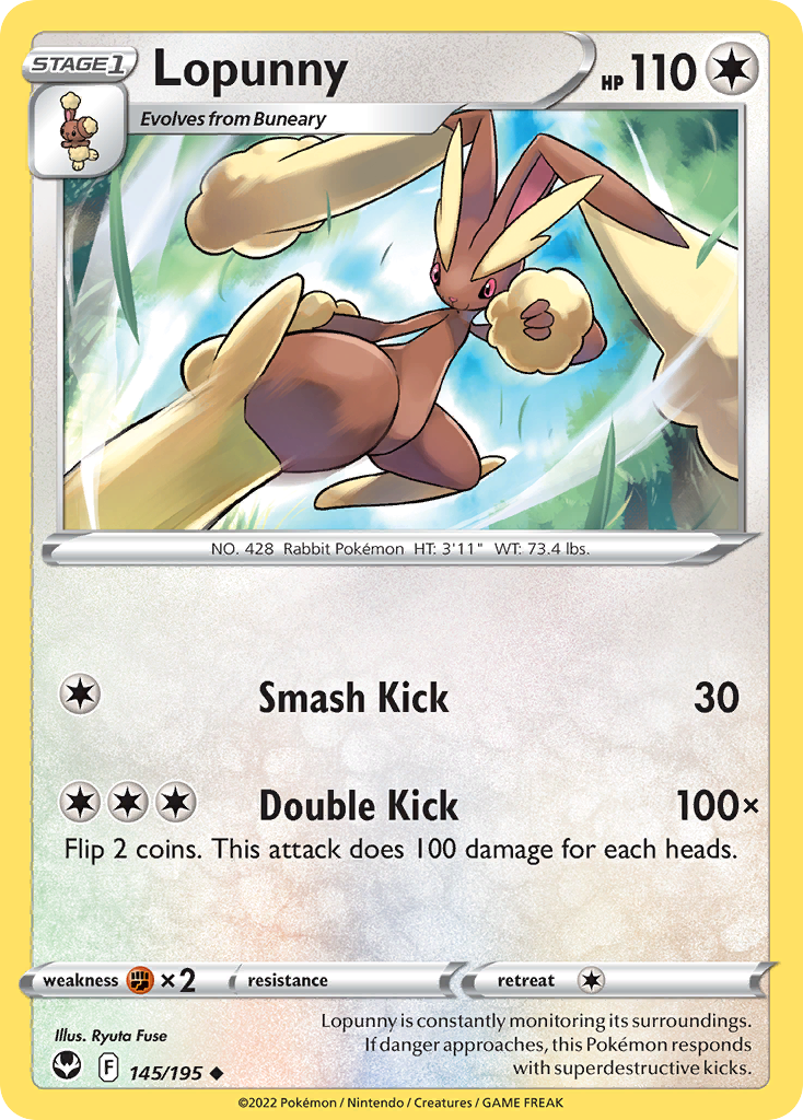 Lopunny 145 Silver Tempest Pokémon card