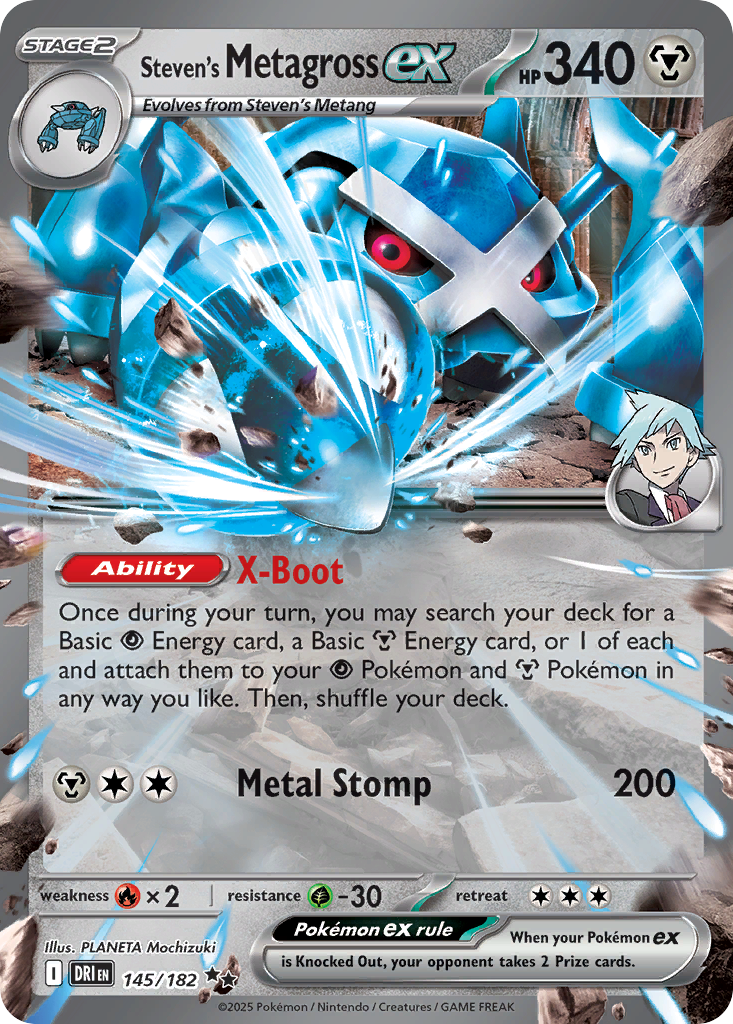 Steven's Metagross ex 145 Destined Rivals Pokémon card