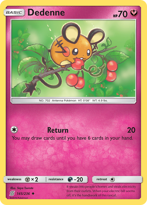 Dedenne 145 Unified Minds Pokémon card