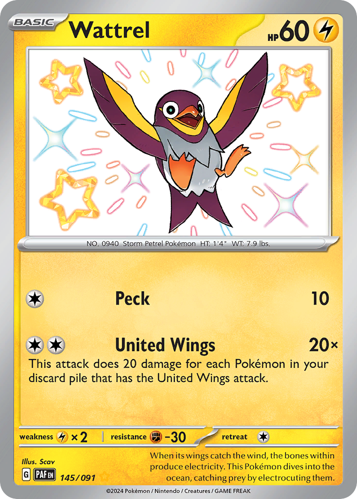 Wattrel 145 Paldean Fates Pokémon card