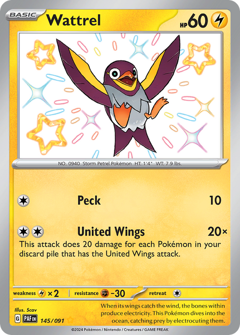 Wattrel 145 Paldean Fates Pokémon card