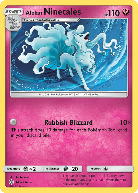 Alolan Ninetales 145 Cosmic Eclipse Pokémon card