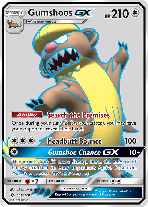 Gumshoos-GX 145 Sun & Moon Pokémon card