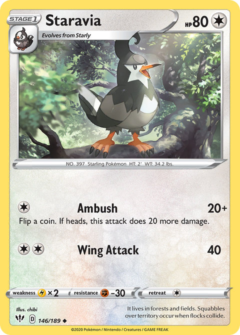 Staravia 146 Darkness Ablaze Pokémon card