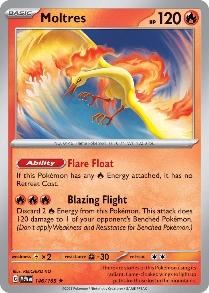 Moltres 146 151 Pokémon card