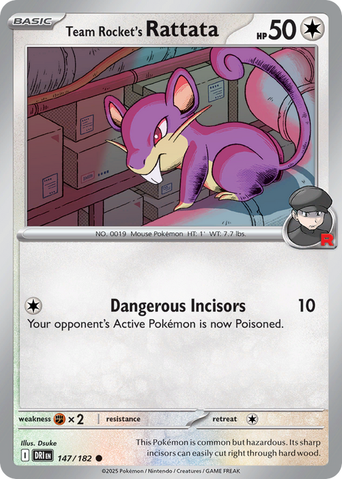 Team Rocket's Rattata 147 Destined Rivals Pokémon card