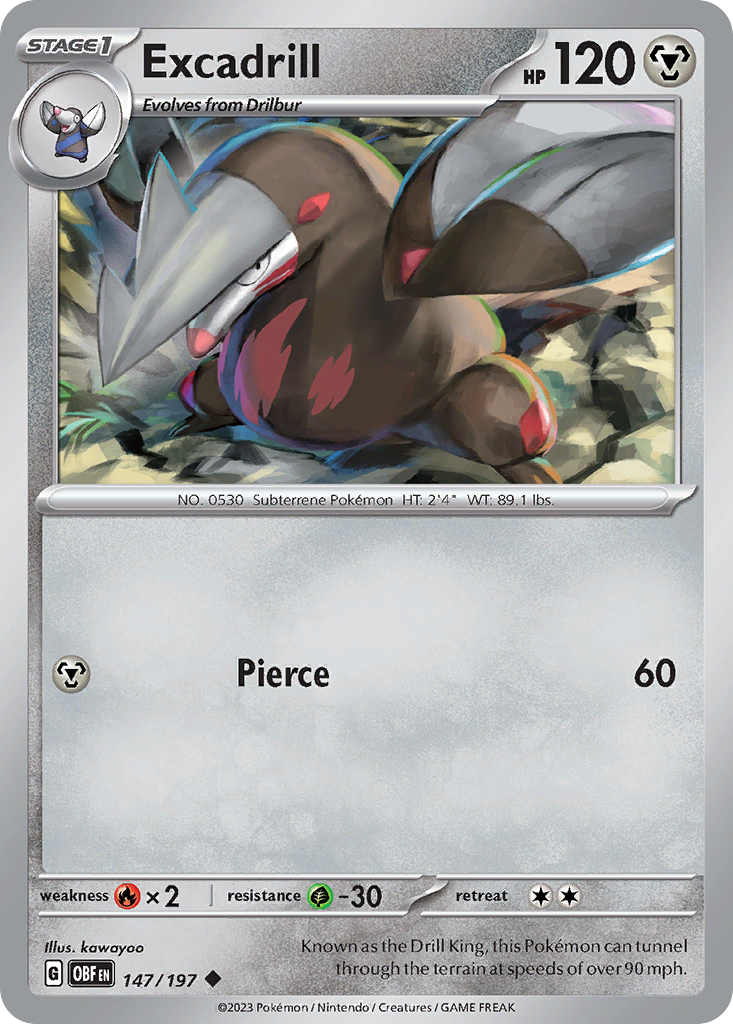 Excadrill 147 Obsidian Flames Pokémon card