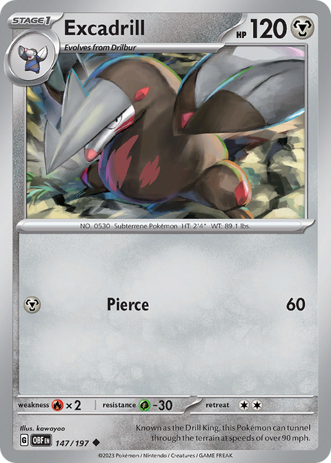 Excadrill 147 Obsidian Flames Pokémon card
