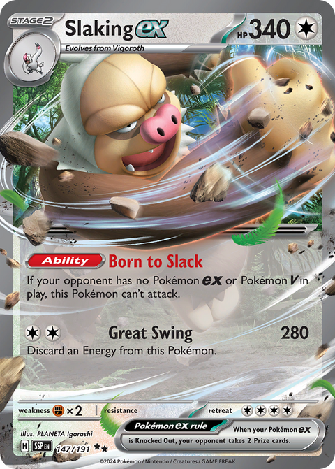 Slaking ex 147 Surging Sparks Pokémon card