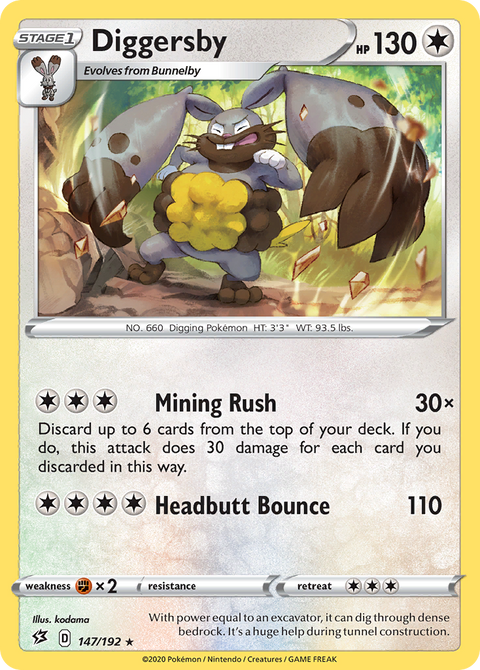 Diggersby 147 Rebel Clash Pokémon card