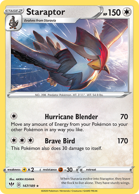 Staraptor 147 Darkness Ablaze Pokémon card