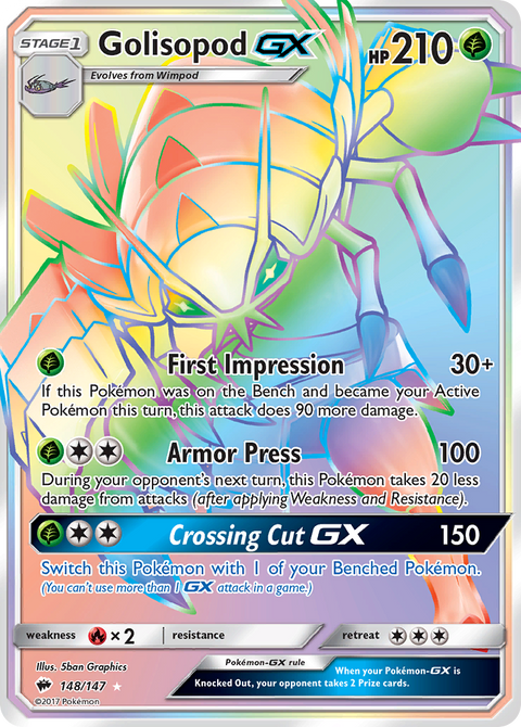 Golisopod-GX 148 Burning Shadows Pokémon card
