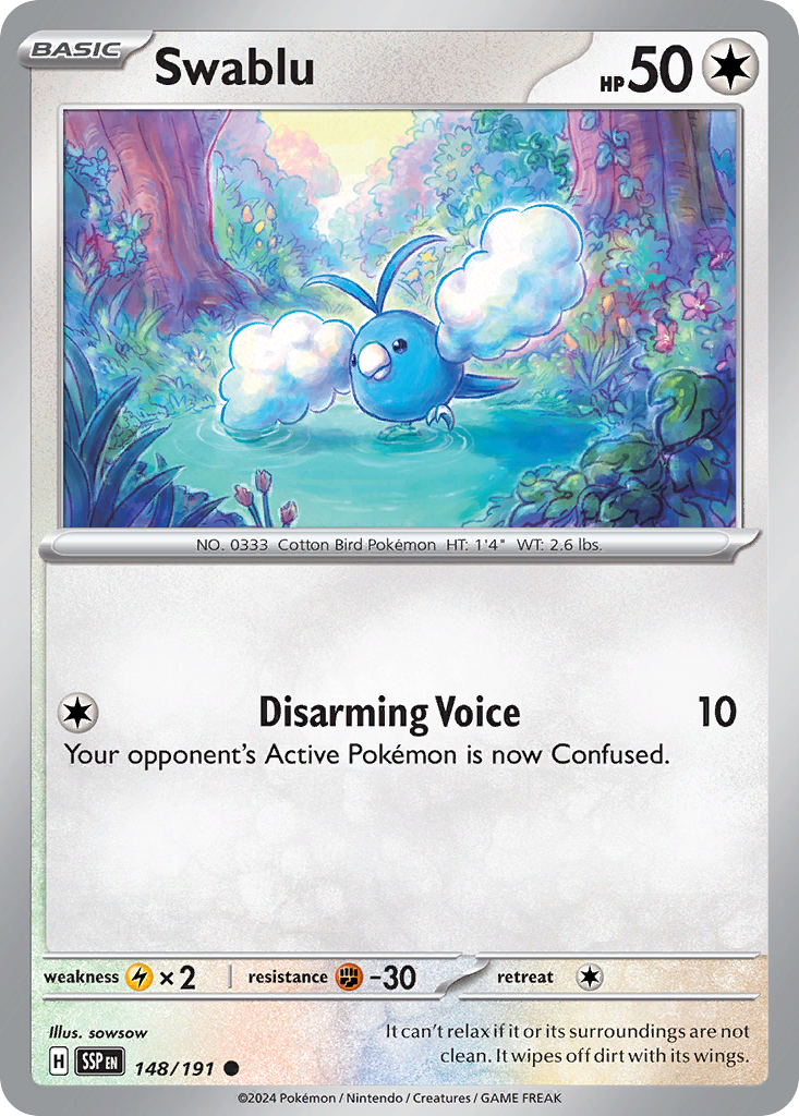 Swablu 148 Surging Sparks Pokémon card