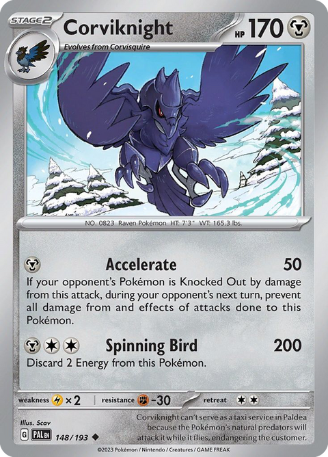 Corviknight 148 Paldea Evolved Pokémon card