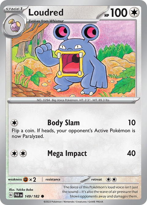 Loudred 149 Paradox Rift Pokémon card
