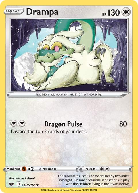 Drampa 149 Sword & Shield Pokémon card