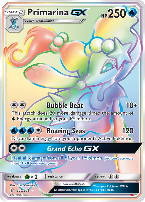 Primarina-GX 149 Guardians Rising Pokémon card