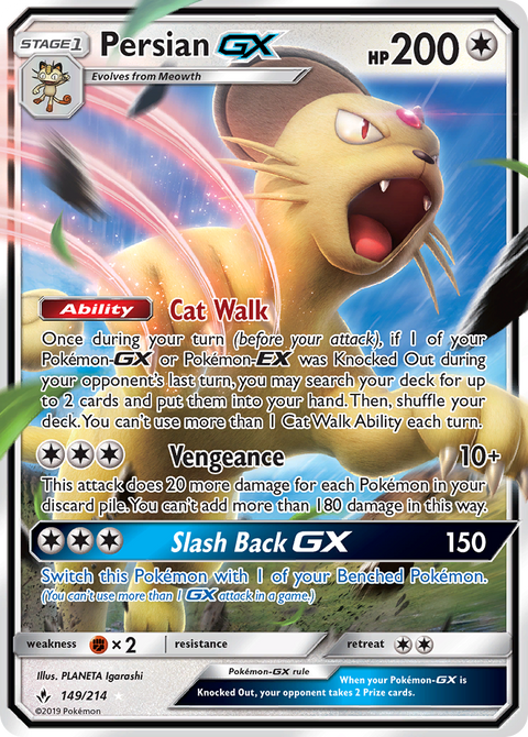 Persian-GX 149 Unbroken Bonds Pokémon card