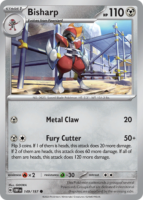 Bisharp 149 Obsidian Flames Pokémon card